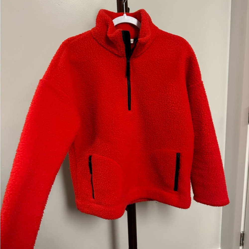 Coral Sherpa Zip Up. Size M Women’s.
